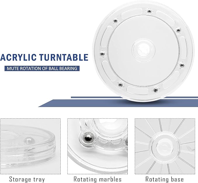 6 Inch Acrylic Turntable Organizer, Clear 360 Degree Rotation Round Turntable for Kitchen Pantry Table Countertop Cabinet Decorating