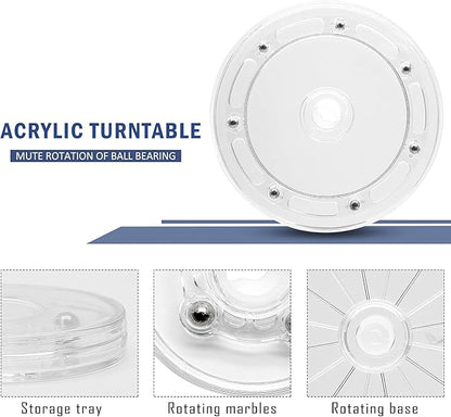 6 Inch Acrylic Turntable Organizer, Clear 360 Degree Rotation Round Turntable for Kitchen Pantry Table Countertop Cabinet Decorating