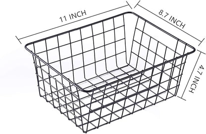 Wire Baskets for Organizing Household 4 Pack Pantry Baskets For Storage Pantry Wire Black Metal Storage Bins