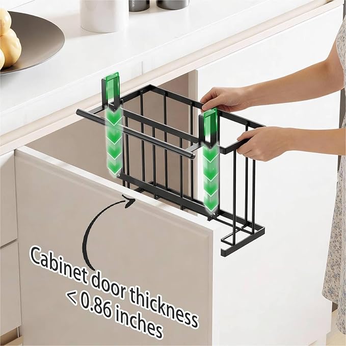 DTUQYX 3 Pack Over Cabinet Door Organizer - Adjustable Cabinet Door Organizer with Towel Rack,Hanging Over the Door Organizer for Cutting Board, Plastic Wrap, Aluminum Foil, Cleaning Supplies, Baking