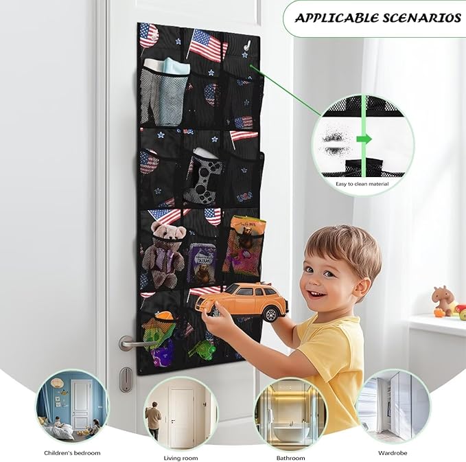 Shoe Organizer Door Hanger,American Flag Design Shoes Hanger Storage Organizer Bag for Bedroom,Hanging Shoe Storage Hanging Bag Waterproof Reusable