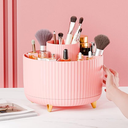 fanado 360° Rotate Makeup Brush Holder Organizer, Makeup Organizers Countertop, Makeup organization and Skincare Storage for Vanity, Desktop, Bathroom (Pink)