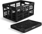 CleverMade Collapsible Utility Crate 45L Foldable Plastic Crate with Heavy Duty 66 lb Capacity for Storage, Trunk Organization, & Moving - Obsidian