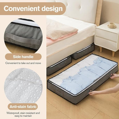 90L Under Bed Storage Containers, Foldable black Underbed Storage Bags - Closet Organizers and Storage Bins for Wrapping Paper, Blanket, Clothing, Comforter, Sweaters, Pillows, Linen Sheets