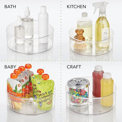 mDesign Lazy Susan Turntable Plastic Spinner for Kitchen/Bathroom, Pantry, Fridge, Cupboards, or Counter Organizing, Fully Rotating Organizer for Food, 9" Round - Lumiere Collection - Clear