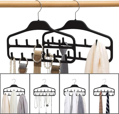 Grey Plastic Rubberized Hangers 30 Pack and Belt Hanger Rack Holder for Closet