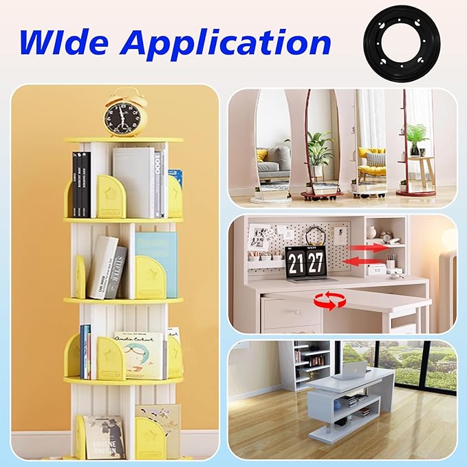 6 Packs 5.5'' Lazy Susan Hardware,Heavy Duty 5/16''Thick Turntable Bearing Swivel Pate for Rotating Table, Book Case, Serving Tray, Corner Shelves, Kitchen, DVD Tower, Shoe Rack, Black