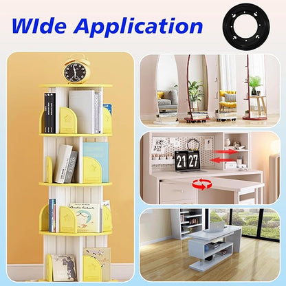6 Packs 5.5'' Lazy Susan Hardware,Heavy Duty 5/16''Thick Turntable Bearing Swivel Pate for Rotating Table, Book Case, Serving Tray, Corner Shelves, Kitchen, DVD Tower, Shoe Rack, Black