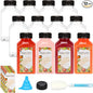 TOMNK 12pcs 10oz Plastic Juice Bottles with Caps Empty Reusable Clear Bottles with Label, Funnel and Brush Beverage Containers Bulk with Lids for Juicing, Smoothies, Fridge