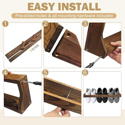 3 Pcs Wall Mounted Shoe Rack, 30 Inch Wall Mounted Shoes Storage Organizer Space Saving for Mudroom Entryway Closet