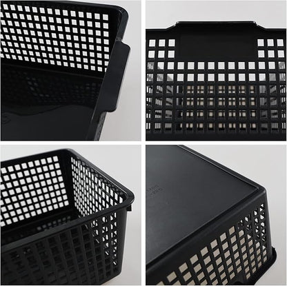3 Packs Large Organizer Baskets Bins, Plastic Storage Basket (Black)