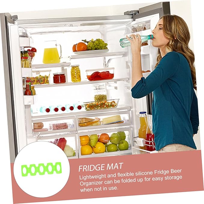 Silicone Beverage Can Mat and Beer Rack for Refrigerator Anti-Slip Fridge Organizer Practical Drink Dispenser for Cans and Bottles for Home Kitchen and Parties