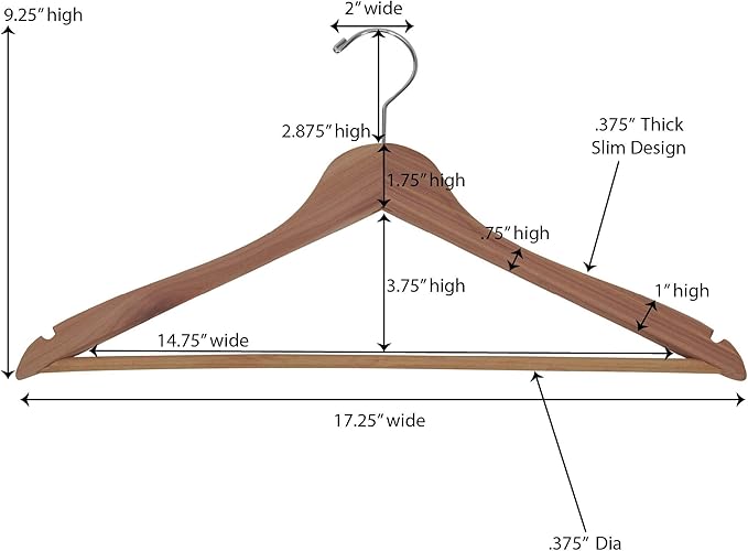 Household Essentials 26140 CedarFresh Red Cedar Wood Clothes Hangers with Fixed Bar and Swivel Hook - Set of 4, Brown,red