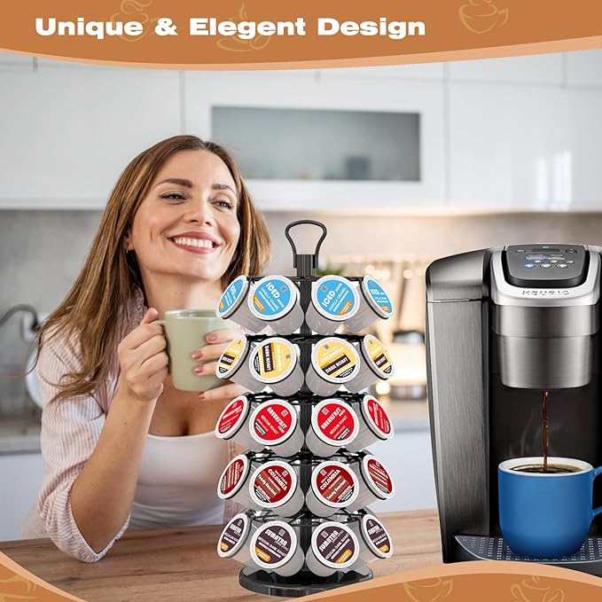 BLACKSMITH FAMILY 40 Pods Capacity Very Easy Assembly K Cup Holders,K Cup Holder, K Cups Holder,K Cup Carousel, Coffee Pods Holder Storage Organizer Stand