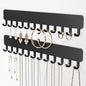 Wall-Mounted Jewelry Organizer, Self-Adhesive Hanging Holder with Hooks for Necklaces, Bracelets, Earrings - Display Storage for Women, 2PCS, Black