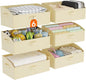 Lifewit Trapezoid Closet Storage Bins for Shelf, 6 Packs Non-woven Closet Organizer Baskets with Handles, Foldable Clothes Containers Boxes for Clothing, Book, Purse, 23L, Extra Large, Beige