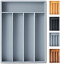 Silverware Organizer, 10 Inch Utensil Organizer Kitchen Drawer Organizer Bamboo Silverware Holder Cutlery Tray Organizer in Drawer Flatware Organizer Tray(5 slots, Gray