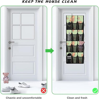 Capybara Shoe Organizer Door Hanger,Storage for Small Spaces,Over the Door Shoe Organizer with 12 Mesh Large Pockets