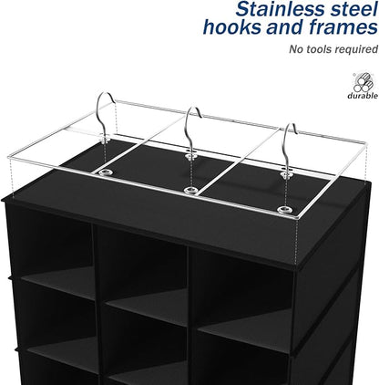 Libeder Hanging Closet Organizers 30 Section Shoe Shelves, Shoe Storage Hanging Shoe Rack, Space Saving Shoe Holder, Black