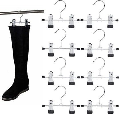 Amber Home 20 Pack 6" Metal Boots Hangers with 2 Adjustable Clips, Portable Multifunctional Hangers Space Saving for Socks Hats Towels Bags, Clips Hanger for Pet Clothes and Traveling (20 Pack)