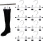 Amber Home 20 Pack 6" Metal Boots Hangers with 2 Adjustable Clips, Portable Multifunctional Hangers Space Saving for Socks Hats Towels Bags, Clips Hanger for Pet Clothes and Traveling (20 Pack)