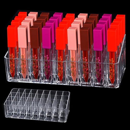 Acrylic Lip Gloss Holder & Rollerball Perfume Organizer for Compact Essential Oil Rollerball Perfume Holder, lipstick organizer Makeup Brush, 36 Slots Tubular Storage Display Cabinet