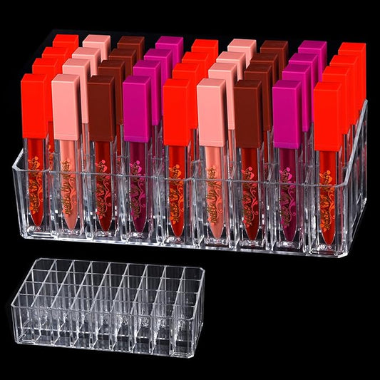 Acrylic Lip Gloss Holder & Rollerball Perfume Organizer for Compact Essential Oil Rollerball Perfume Holder, lipstick organizer Makeup Brush, 36 Slots Tubular Storage Display Cabinet