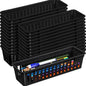 Domensi 24 Pack Slim Plastic Storage Baskets Tray for Organizing 10.25x3.25x2.5 Inch Small Narrow Storage Bins Stackable Drawer Pencil Trays Holder for Desk Garage Cabinet Container (Black)