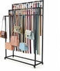 Belt Rack, 3-Tier Belt Organizer with 42 Hooks & Wheels, Tie Rack & Bag Rack for Retail Display, Multi-Layer Belt Hanger & Tie Hanger for Store (Black)