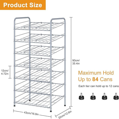 Nandae Can Rack Organizer, 7 Tier Kitchen Food Storage Rack Organizer, Can Holder Storage Dispenser for Kitchen Cabinet, Countertop, Pantry Organizers, Cupboard