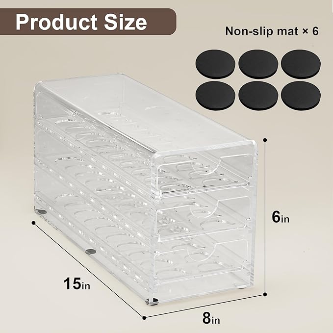 3 Layers Clear Acrylic Coffee Pod Drawer for Nespresso Vertuo 60 Pod Double Sided Pull Out Organizer