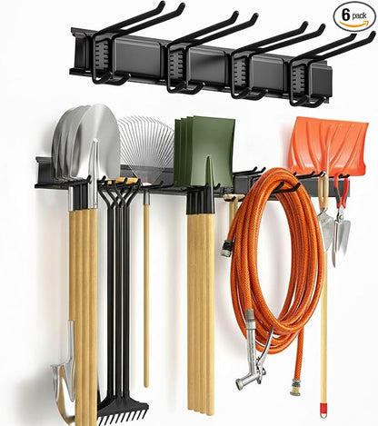 Garage Tool Organizer 32in - Heavy Duty Wall Mount Tool Storage Rack Load 350lb for Mop Rake Broom Shovel Folding Chair
