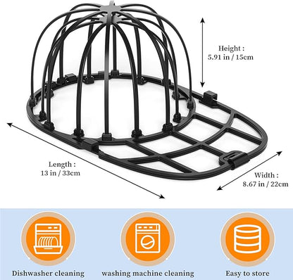 Hat Washer Cage for Baseball Caps Washing Machine Dishwasher Cap Cleaner Frame Washing for Adult Kids Ball Hats (Black-2 Pack)