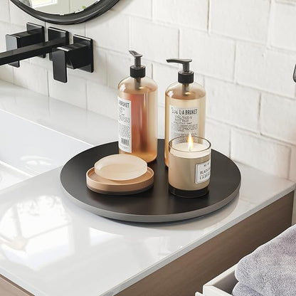 11.8" Lazy Susan Turntable – 360° Sinteredstone Silent Anti-Slip Turntable, Table Top Centerpiece for Kitchen, Pantry, Spice Rack, Refrigerator & Dining Table, Black