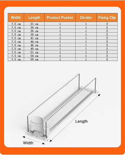 Adjustable Gliding Soda and Beer Organizer Automatic Can Dispenser Self for Fridge-Holds, Removable Dividers(7.5 x 44 cm)