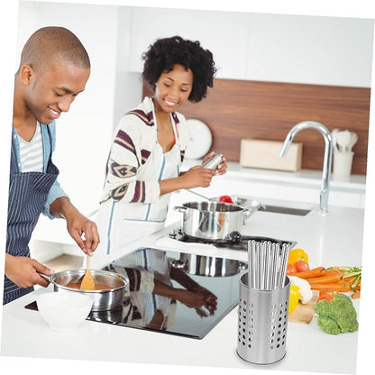 ULTECHNOVO Stainless Steel Chopstick Holder 3.93X3.93X6.49In Multi-Purpose Utensil Storage Container for Home Restaurant Kitchen Tableware Organizer with Breathable Design