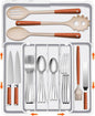 Spaclear Silverware Organizer Extra Deep - Expandable Utensil Drawer Organizer, 19 x 15 Inch Silverware Tray for Kitchen Drawer with 7 Slots, Adjustable Cutlery Tray for Spoons Forks Knives, White