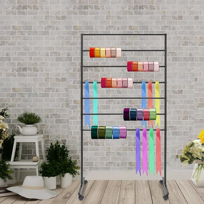 7 Tiers Rolling Display Tie & Scarf Rack Towel Belt Pants Hangers Ribbon Organizer Hijab Stand, Floor Standing Tie Scarves Hanging Rack Necktie Holder for Home Commercial Clothing Retail Store