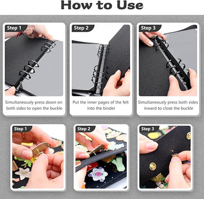 LIQALU Enamel Pin Display Book Pin Collection Binder Holder Trading Book with 8-Page Display Boards A5 Brooch Pin Storage Organizer Binder Album for Travel Collectors (Black)