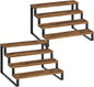 YATINEY Spice Rack, 4 Tier Wooden Display Riser Stand, Kitchen Storage Organizer for Spices, Versatile Display Shelf, Space Saving, for Kitchen Countertop and Cabinet, Rustic Brown SR04L2BR