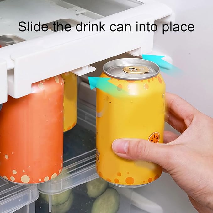 TOPINCN Soda Can Organizer for Refrigerator Shelf, Plastic Hanging Drink Can Organizer Beer Can Holder Space Saving Beverage Can Storage Rack Fridge Storage Sliding Rack Soda Can