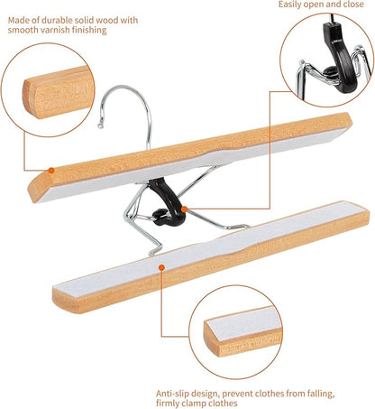 Amazon Basics Wooden Pants Hangers Closet Organizer, Natural, 20-Pack