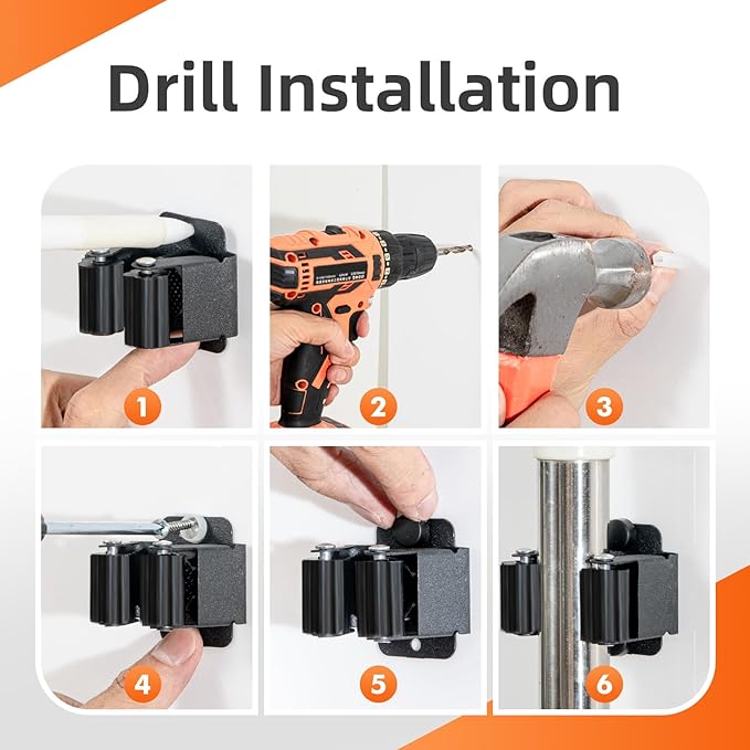12 PCS Broom Holder Wall Mount, Upgraded Heavy Duty Mop and Broom Holder Wall Mount, Stainless Steel Broom Hanger Mop Holder Rack for Kitchen Laundry Garden Tool Organizer