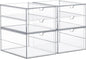 Sorbus Makeup Organizer With 6 Drawers, Acrylic Drawer Organizer for Makeup, Office Organization and Storage, Art Supplies, Jewelry, Stationary - 4 Pcs Clear Stackable Storage Bins Organizer Drawers