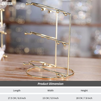 Crown Display【Electroplating Metal Luster】 Crown Holder Tiara Display 3-Tier Bridal Crown Display Stand Crown Storage Organizer Jewelry Holder for Women Girls Wedding Home Shop Store