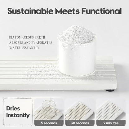 Razborci 2PCS Diatomite Quick Stone Drying Tray Mat for Bathroom & Kitchen Counter, Instant Dry Water Absorbent Drink Bar Coasters,Vanity Sink Caddy Organizer,Dish Soap Sponge Holder, Ivory,8"x3.8"