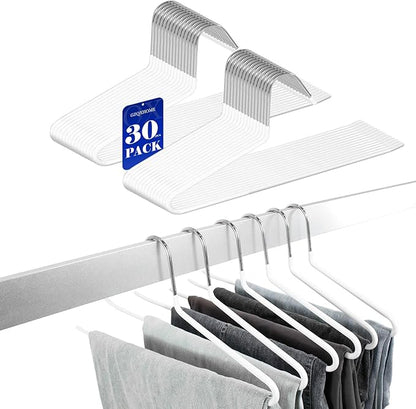 Pants Hangers 30 Pack Non Slip,Trouser/Blanket/Jeans Hangers for Closet Space Saving,Open Ended Pants Hanger Strong Durable (White)