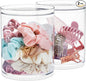 STORi Bella Tall Scrunchie Holder | Stackable Clear Plastic Container (Set of 2) Round Vanity Storage Organizers with Lids for Hair Accessories & Beauty Supplies | Made in USA