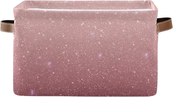 Rose Gold Sequins Storage Basket Bin, Large Cube Storage Box Canvas Collapsible Storage Organizer for Home Office Closet, Valentine's Day Gifts - 15 L x 11 W x 9.5 H