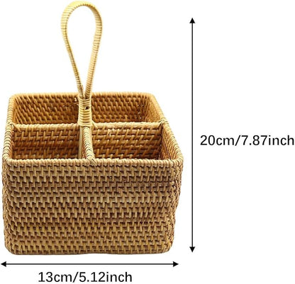 Utensil Holder Cutlery Holder Container for Spoon Fork Flatware Organizer Woven for Restaurant Dining Room Countertop Cooking, Large Square